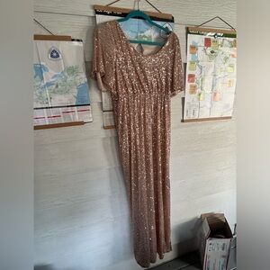 Baltic Born Champaign pink sequined gown
